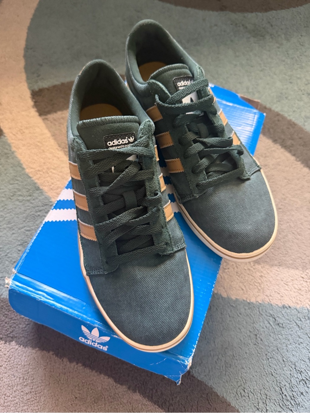 adidas Green Canvas Sneakers with Tan Stripes